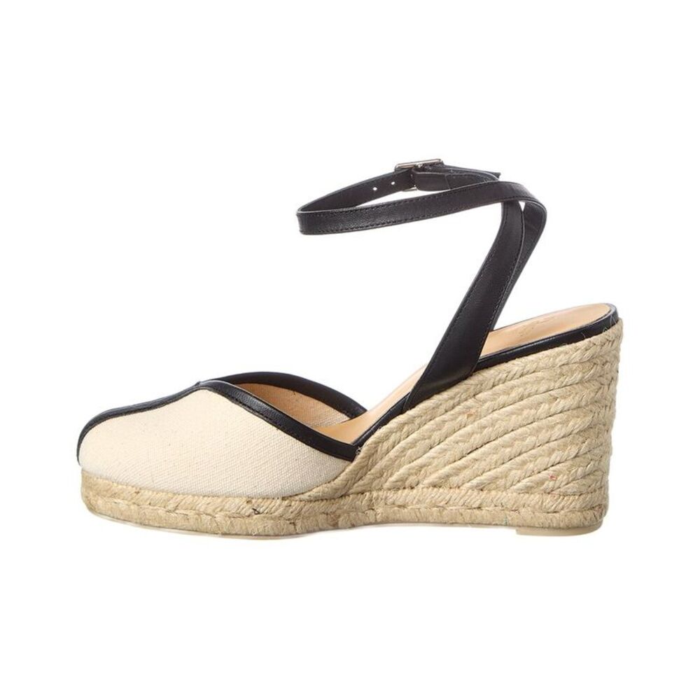 Castañer Cecilia Canvas & Leather Wedge Sandal, White - Picture 2 of 5